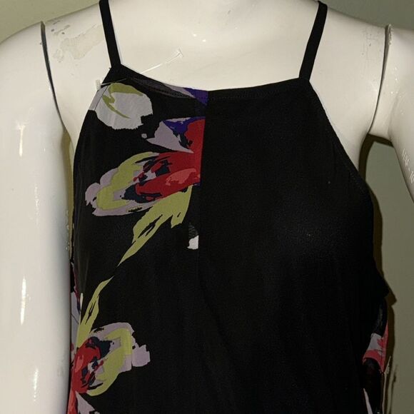 Inc International Concepts  Black Floral Handkerchief-Hem Fit & Flare Dress - Picture 4 of 7